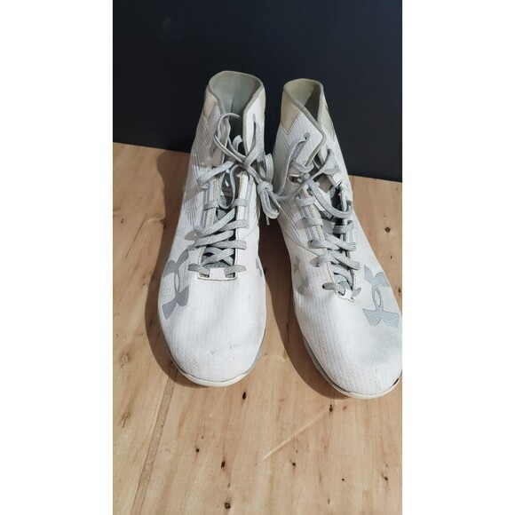 Under Armour UA Hammer Mid MC Men's Football Cleats size 13 White/Silver - Picture 2 of 7